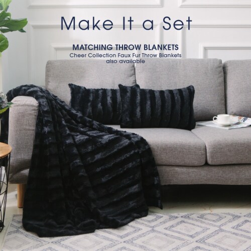 Cheer Collection Set of 2 Throw Pillows Reversible Faux Fur to Microplush - 12 x 20 Perspective: left