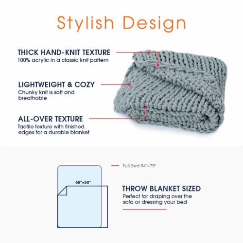 Cheer Collection Chunky Cable Knit Ultra Plush and Soft 100% Acrylic Accent Throw - 50 x 60 Perspective: left
