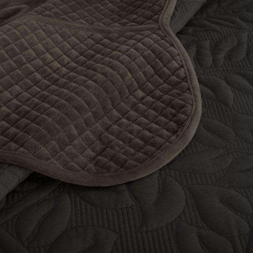 MarCielo 3 Piece Velvet Oversized Embroidery Quilt Set Soft and Plush Bedding Set King Perspective: left