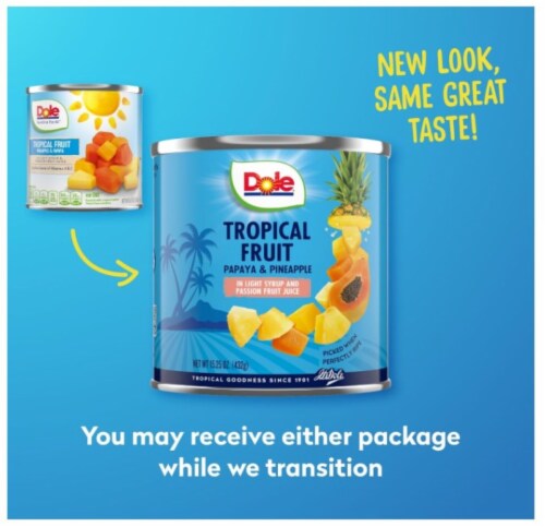 Dole Tropical Fruit in Light Syrup and Passion Fruit Juice 15.25 oz (Pack of 3) Perspective: left