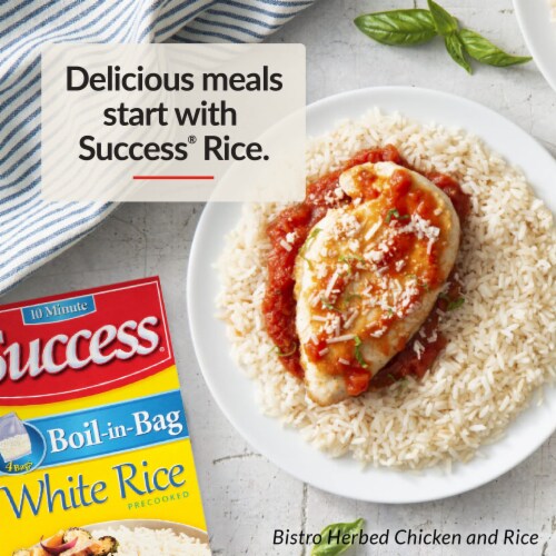 Success Rice Boil-in-Bag White Rice Fluffy and Precooked 14 Oz (Pack of 10) Perspective: left