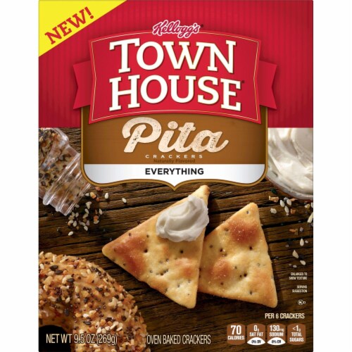 Town House Pita Crackers Everything Flavor Oven Baked Crackers 9.5 oz (Pack of 3) Perspective: left