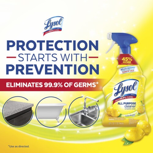 Lysol All Purpose Cleaner Spray Lemon Breeze (Pack of 2), 2 packs Fry
