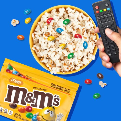 M&M S Peanut Milk Chocolate Sharing Size - 10.05 Oz Resealable Bag (Pack of 32) Perspective: left