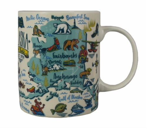 Arctic Circle Enterprises Alaska State Map Mug - White/Mint Perspective: left