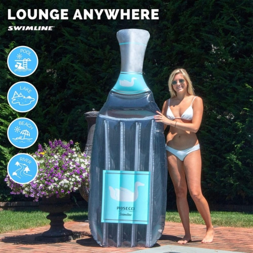 Swimline 90650 Inflatable 86 Prosecco Bottle Pool Float Water Raft Lounger Perspective: left