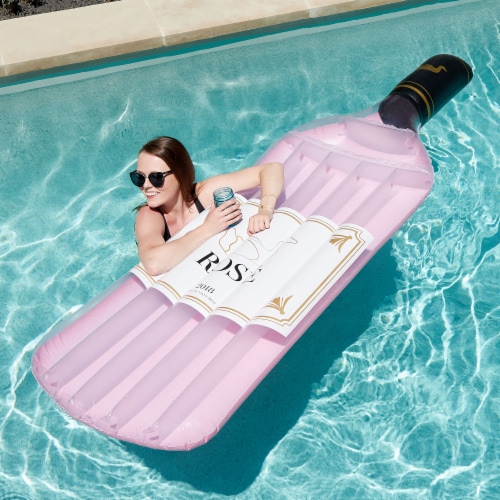 Swimline 90654 Giant Inflatable 94 Rosè Wine Bottle Pool Float Raft Mat, Pink Perspective: left