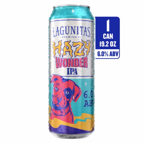 Lagunitas Hazy Wonder IPA Craft Beer Cans Perspective: left