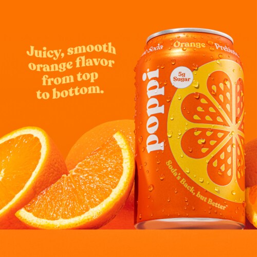 Poppi Orange Soda Can Perspective: left