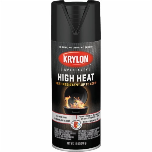 Krylon Flat Black 12 Oz. High Heat Spray Paint K01618777 Perspective: left