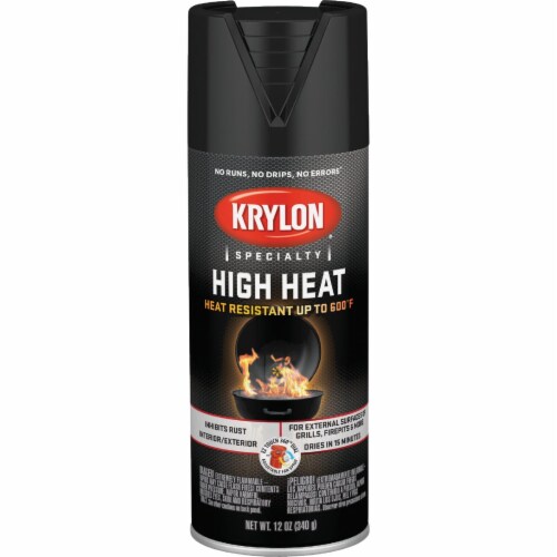 Krylon Flat Black 12 Oz. High Heat Spray Paint K01618777 Perspective: left