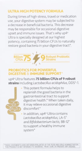 UP4® Ultra High Potency Probiotics Vegetarian Capsules Perspective: left