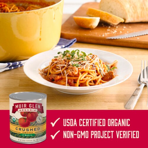 Muir Glen™ Organic Basil Crushed Tomatoes Perspective: left