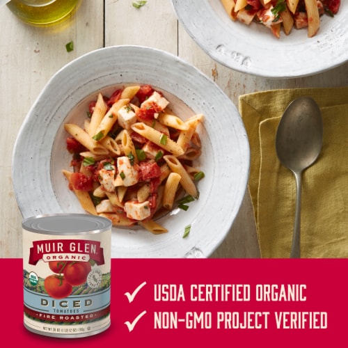 Muir Glen™ Organic Diced Fire Roasted Canned Tomatoes Perspective: left