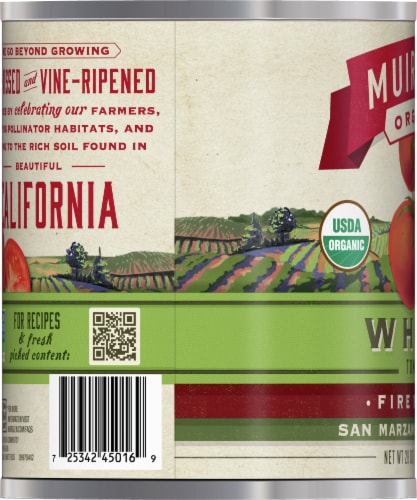 Muir Glen™ Organic Fire Roasted San Marzano Style Whole Tomatoes Perspective: left