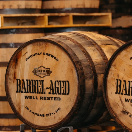 Boulevard Bourbon Barrel Quad Craft Beer Perspective: left