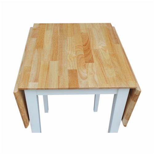 International Concepts Small Dropleaf Table in White and Natural Perspective: left