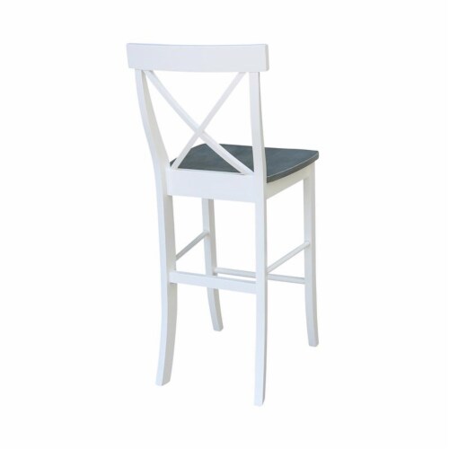 X-back Solid Wood Bar Height Stool  in White/Heather Gray Perspective: left