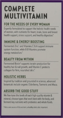 New Chapter Every Woman's One Daily Whole-Food Multivitamin Vegetarian Tablets Perspective: left