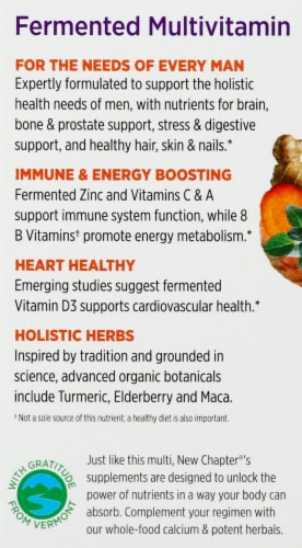 New Chapter Every Man's One Daily Whole-Food Multivitamin Vegetarian Tablets Perspective: left