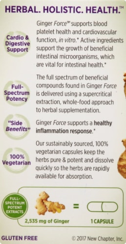 New Chapter Ginger Force Dietary Supplement Vegetarian Capsules Perspective: left