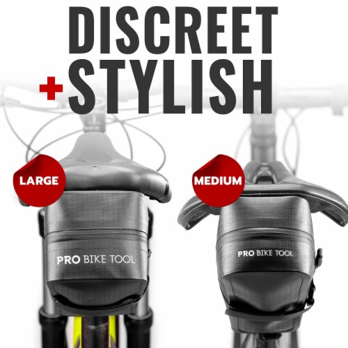 PRO BIKE TOOL Bicycle Saddle Bag - Strap-On, Medium or Large Size Perspective: left