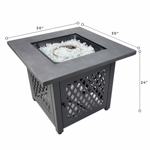 Endless Summer Charles 30 Inch Square Outdoor UV Printed LP Gas Fire Pit Table Perspective: left
