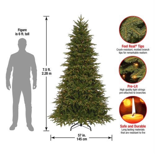 7.5' Pre-Lit Medium Frasier Fir Artificial Christmas Tree, Clear Lights