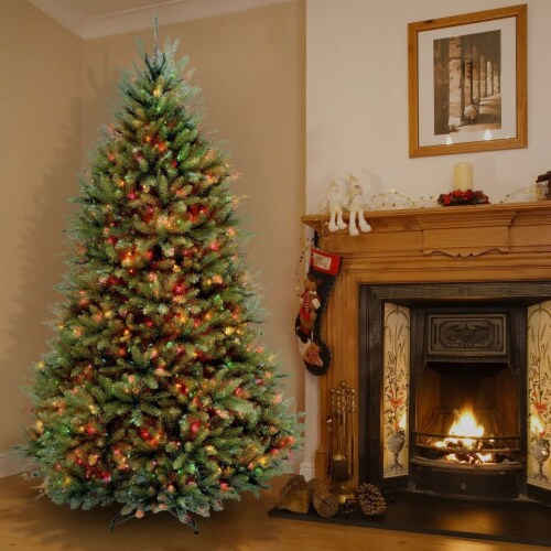 National Tree Company Dunhill Fir 6.5 Foot Christmas Tree with Multicolor Lights Perspective: left