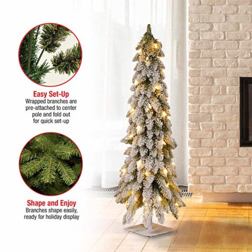 2ft Tabltop Christmas Tree with Light Artificial Small Mini Christmas  Decoration Flocked Snow, 1 Pack - Kroger