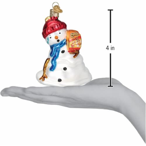 Old World Christmas 4.25 Inches Flamin' Hot Cheetos Snowman Glass Ornament Melting 24221 Perspective: left