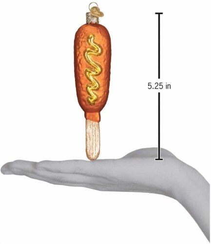 Old World Christmas Corn Dog Glass Ornament County Fair 32327 Perspective: left