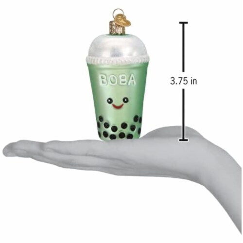 Old World Christmas Boba Tea Glass Pearl Mike Ornament 32534 Perspective: left