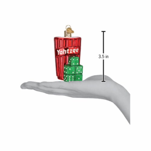 Old World Christmas 3.75 Inch Yahtzee® Glass Dice Game Hasbro 44192 Perspective: left