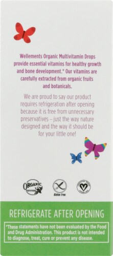 Wellements Organic Multi-Vitamin Cherry Flavor Drops Perspective: left