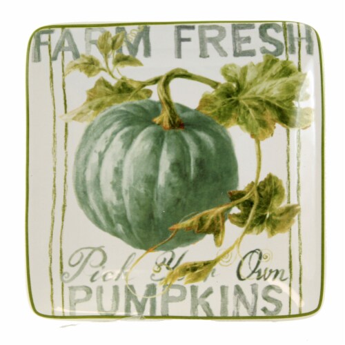 Tabletop Autumn Harvest Canape Plate Set Ceramic Thanksgiving Fall St/4 37250 Perspective: left