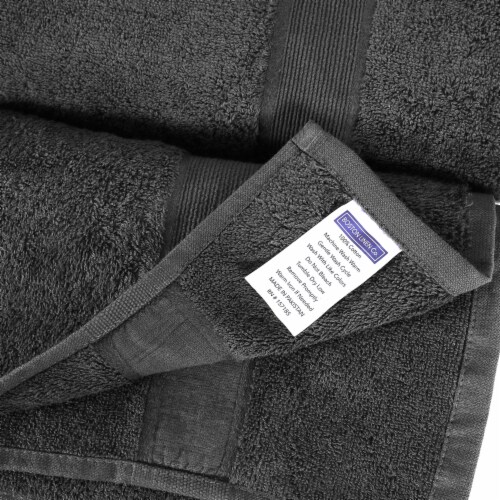 BLC 100% Cotton Bath Towels 6 Pack 2 Bath Towels, 2 Hand Towels, and 2 Washcloths - Charcoal Perspective: left