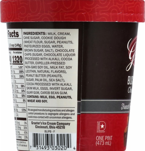Graeter's Buckeye Blitz Chocolate Chip Ice Cream Perspective: left