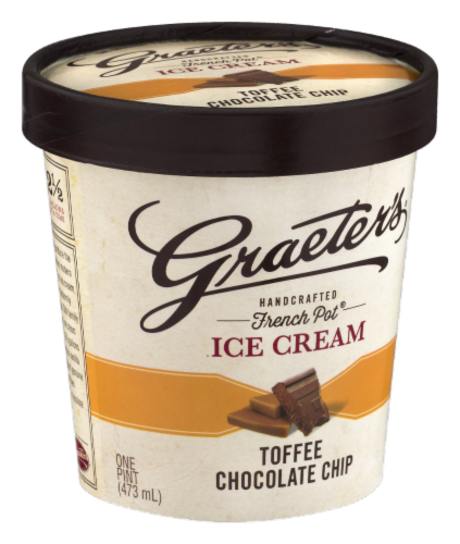 Graeter's® French Pot® Toffee Chocolate Chip Ice Cream Pint Perspective: left