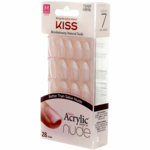 Kiss Salon Acrylic™ Nude Medium Length French Acrylic Nails Perspective: left