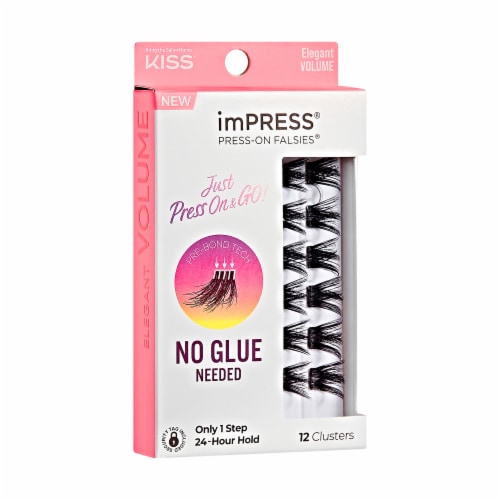 KISS imPRESS Lash Clusters, imPRESS Falsies, Elegant Volume, 12mm-14mm, 12 Clusters Perspective: left