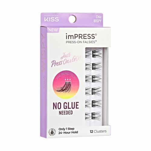 KISS imPRESS Lash Clusters, imPRESS Falsies, Chic Wispy, 12mm-14mm, 12 Clusters Perspective: left