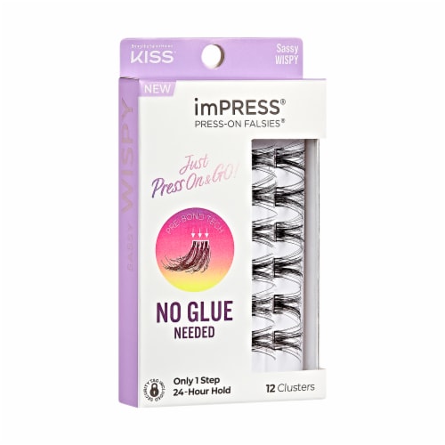 KISS imPRESS Lash Clusters, imPRESS Falsies, Sassy Wispy, 12mm-14mm, 12 Clusters Perspective: left