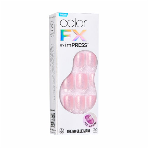 KISS imPRESS No Glue Mani Press On Nails, Color FX, Pop Star, Pink, Short Squoval, 30 ct Perspective: left