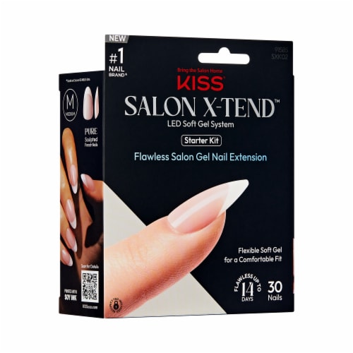 KISS Salon X-tend, Press-On Nails, Pure, White, Med Oval, 30 ct Perspective: left