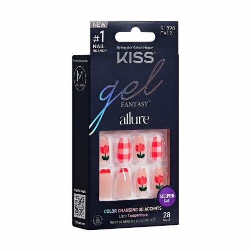 KISS Gel Fantasy, Press-On Nails, All Yours, Pink, Med Coffin, 28 ct Perspective: left