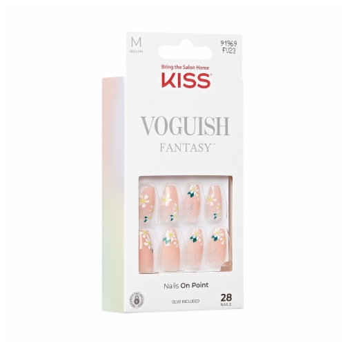 KISS Voguish Fantasy, Press-On Nails, 4 Wheel Drive, Beige, Med Coffin, 28 ct Perspective: left