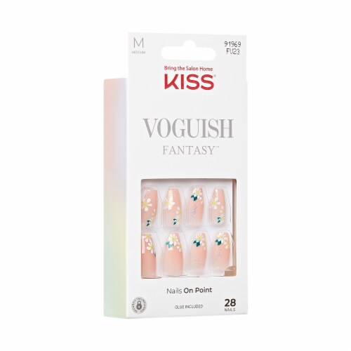 KISS Voguish Fantasy, Press-On Nails, 4 Wheel Drive, Beige, Med Coffin, 28 ct Perspective: left