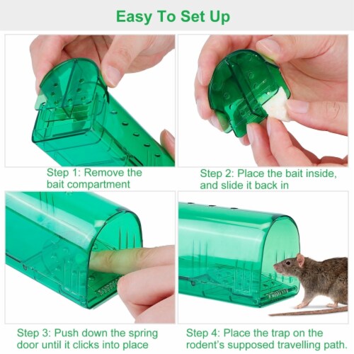 Humane Mouse Trap 2Pcs Green Reusable Safe Live Catch And Release Rodent Cage Yes Harris Teeter