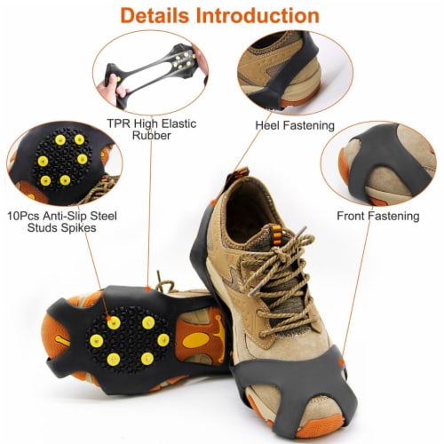 Ice Snow Grips Anti Slip Cleats Portable Tpr Size S With 10 Steel Spikes Black M M King Soopers